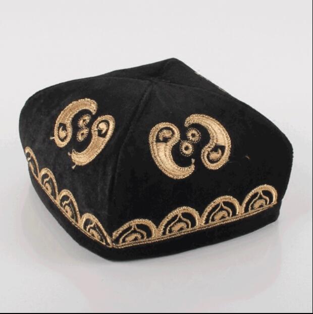 Tetagon-Sombrero de flores Uygur Doppa musulmán para hombre, Gorra con estampado de bordado plegable tradicional de Xinjiang, Doppa de cuatro almendros para escenario