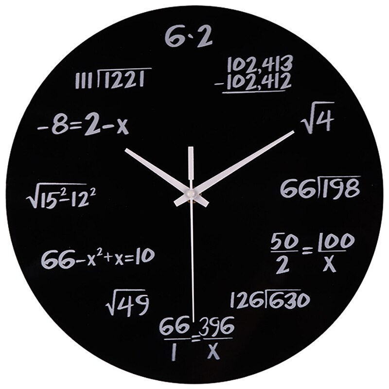 Black Large Wall Clock Mathematics Silent Math Equations Polytechnic Digital Wall Clock