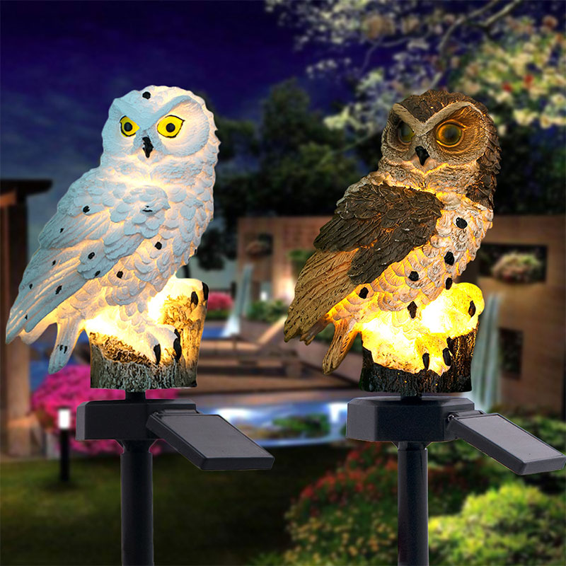 Luci da giardino a LED gufo statue Decor luce notturna pannello solare striscia LED ornamento da giardino percorso esterno lampade da pannello per prato sculture
