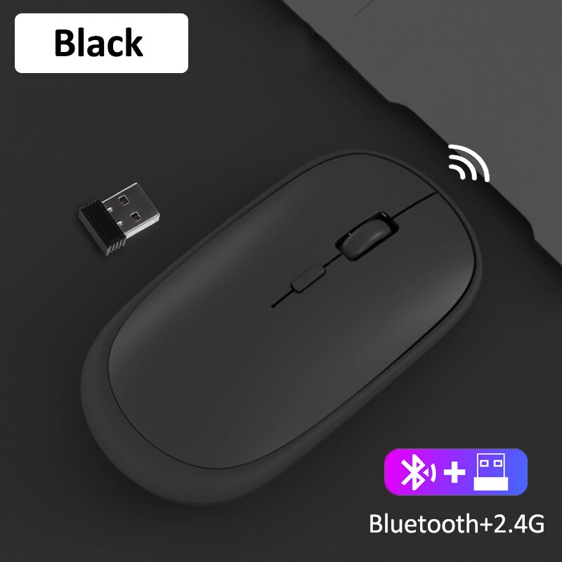 Kabellose bluetooth-computermaus, leise, wiederaufladbar, ergonomisch, usb-optische maus für desktop-pc und laptop-zubehör: Schwarz