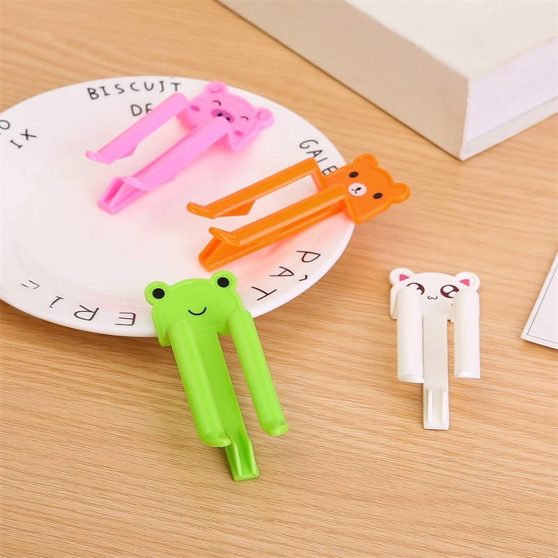 2 Stks/set Leuke Cartoon Dier Plastic Afval Bin Clips Cartoon Trash Clip Junkfolder Klem Keuken Schoonmaakproducten