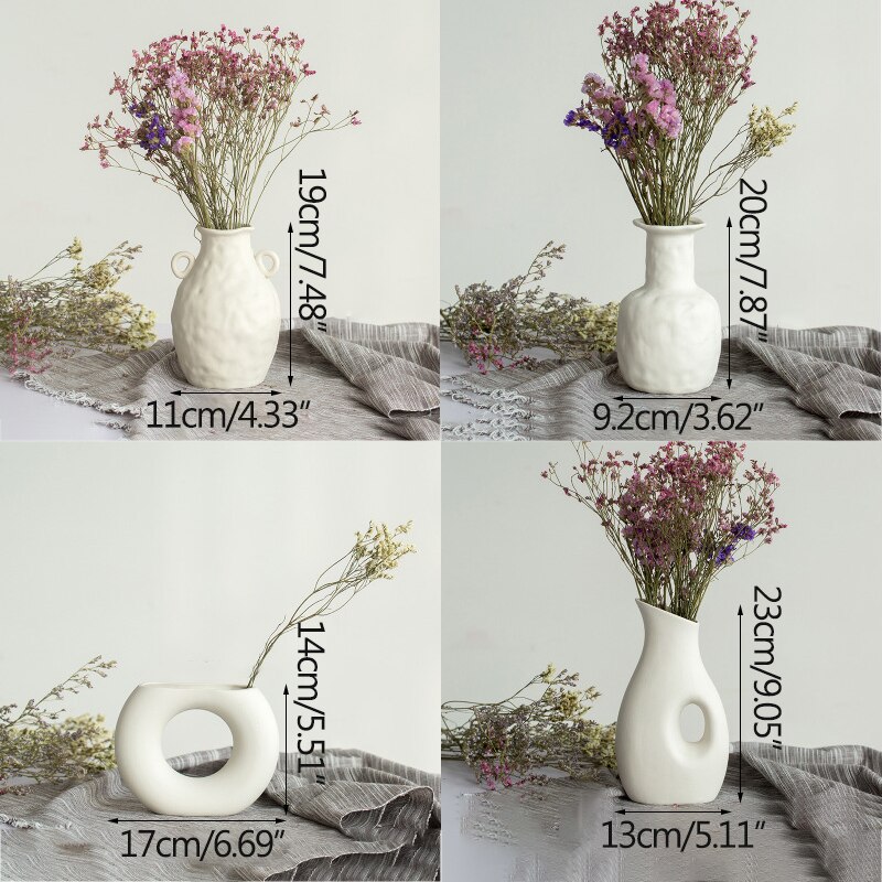 Hvid porcelæn blomstervase stue dekoration figurer håndværk håndværk tørre blomster planter holder uregelmæssig vase