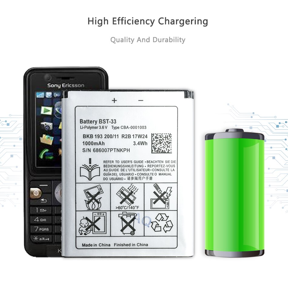 BST-33 Mobile Phone Battery For Sony Ericsson K800i K810i C702 C903 F305 G900 K550i K630i K660i W100I T700 T715