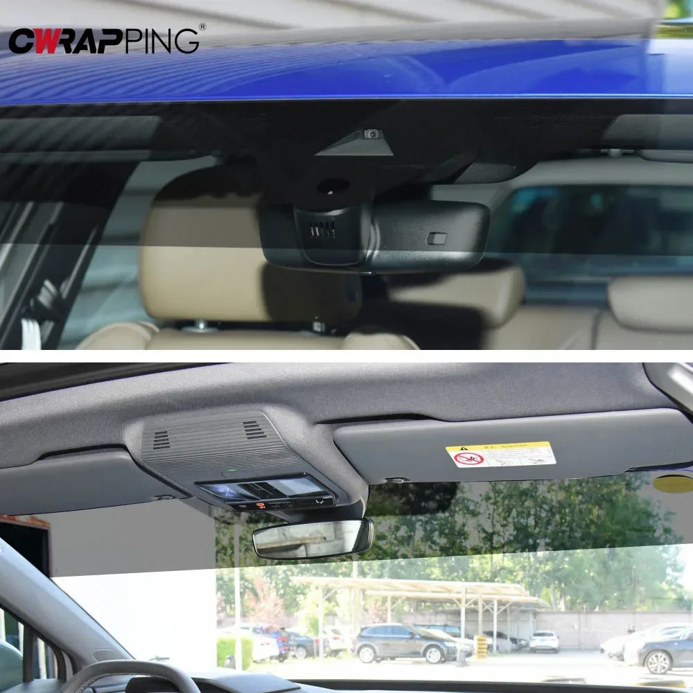 Pegatina parasol para parabrisas de coche, película de vinilo negra para ventana delantera, protección Anti-UV, suministros de verano para accesorios de coche