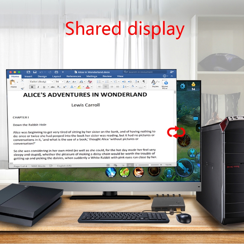 AM-KVM 201CL Share 1 Monitor/Keyboard&amp; Mouse Set KVM Switch HDMI-compatible/USB KVM Switch Support 2Kx4K 2 Hosts