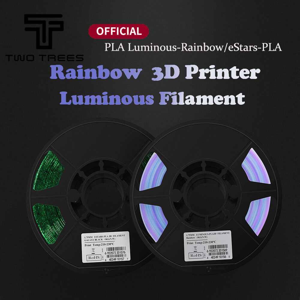 PLA Luminous-Rainbow eStars-PLA Filament 1.75mm Glow in the Dark Pla 1KG Spool Luminous 3D Printing Filament for 3D Printer