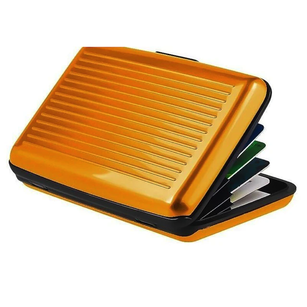 Przenośny portfel na karty kredytowe Metalowy identyfikator Wodoodporny ochraniacz na karty kredytowe dla kobiet i mężczyzn Portfel podróżny: Czarny i czerwony