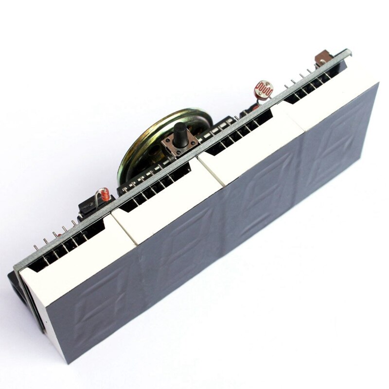 Compact Digital 4-Digit Led Talking Clock Diy Kit Light Control Temperature Date Time Transparent Showcase (Green)