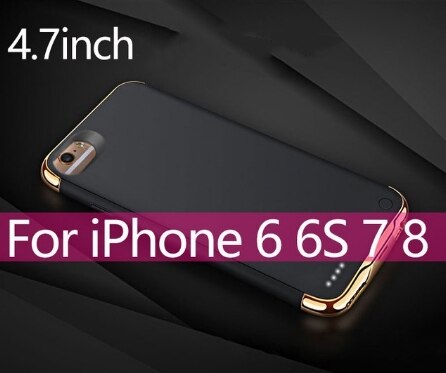 Voor iphone 6 6s 7 8 batterijlader case ultradunne externe back-up lader case voor iphone x  xs 6 6 s 7 8 plus powerbank case: I6 i6s i7 i8 zwarte
