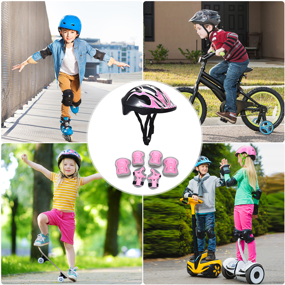 Casque de sécurité pour enfants, genouillère et coudière, ensemble d'équipement de protection de la tête pour garçons et filles, vélo, cyclisme, planche à roulettes, scooter, patinage
