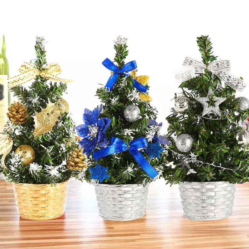 Mini Christmas Tree Desk Table Decoration Cute Xmas Artificial Home Decor Ornaments Children