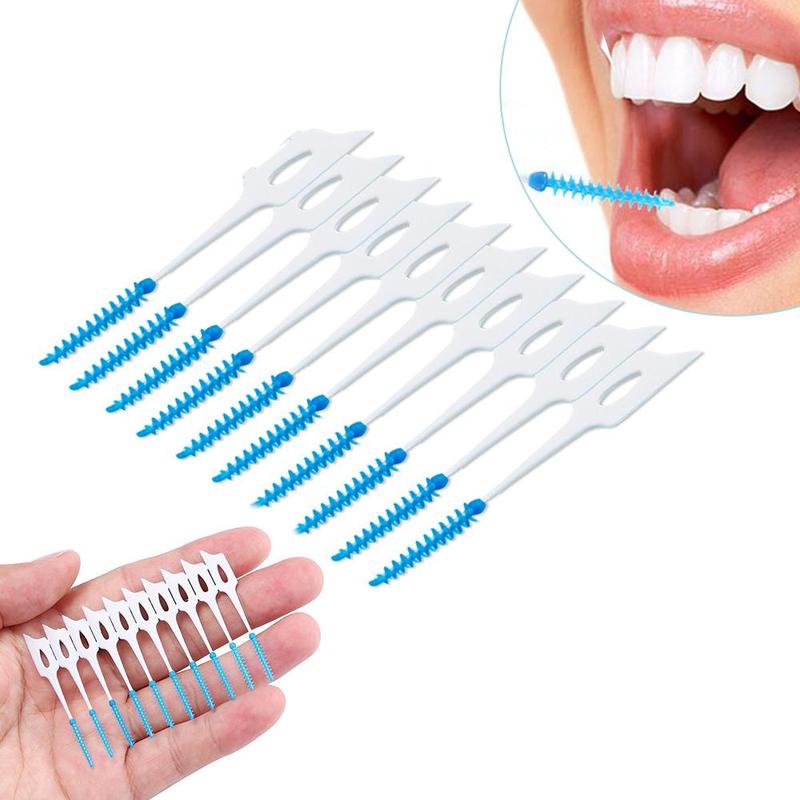 20pcs Dental Floss Interdental Brush Teeth Dental Flosser Toothpick Soft Silicone Floss Pick Oral Hygiene Tooth Care Cleaning