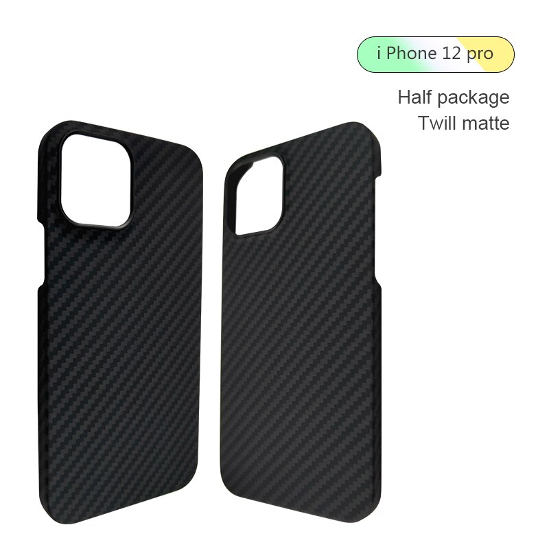 Aramid Fiber Carbon Fiber Case Voor Iphone 12Mini 、 Iphone 12 、 12 Pro 、 12Pro Max Gevallen Matte Aramid Fiber Ultra Dunne Telefoon Cover: 12 Pro -half