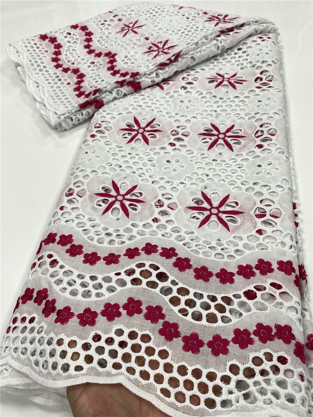 Swiss Voile Lace In Switzerland African Dry Lace Fabric Lace Nigerian Cotton Lace Material YA3529B-5