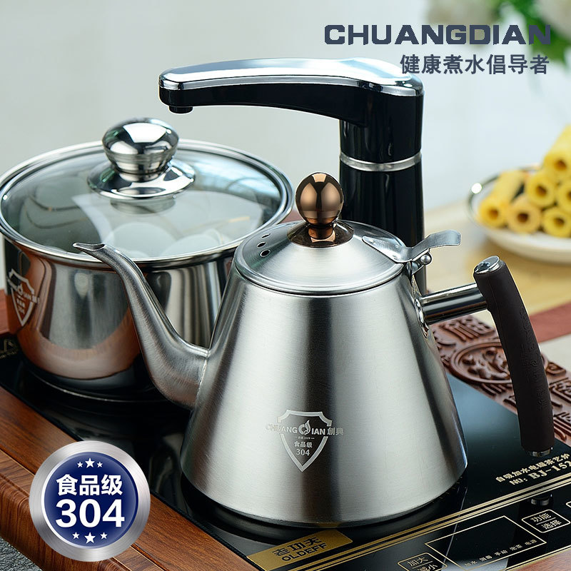 Food grade 304 stainless steel water kettle thickened electromagnetic furnace flat bottom teapot teaware tea pot
