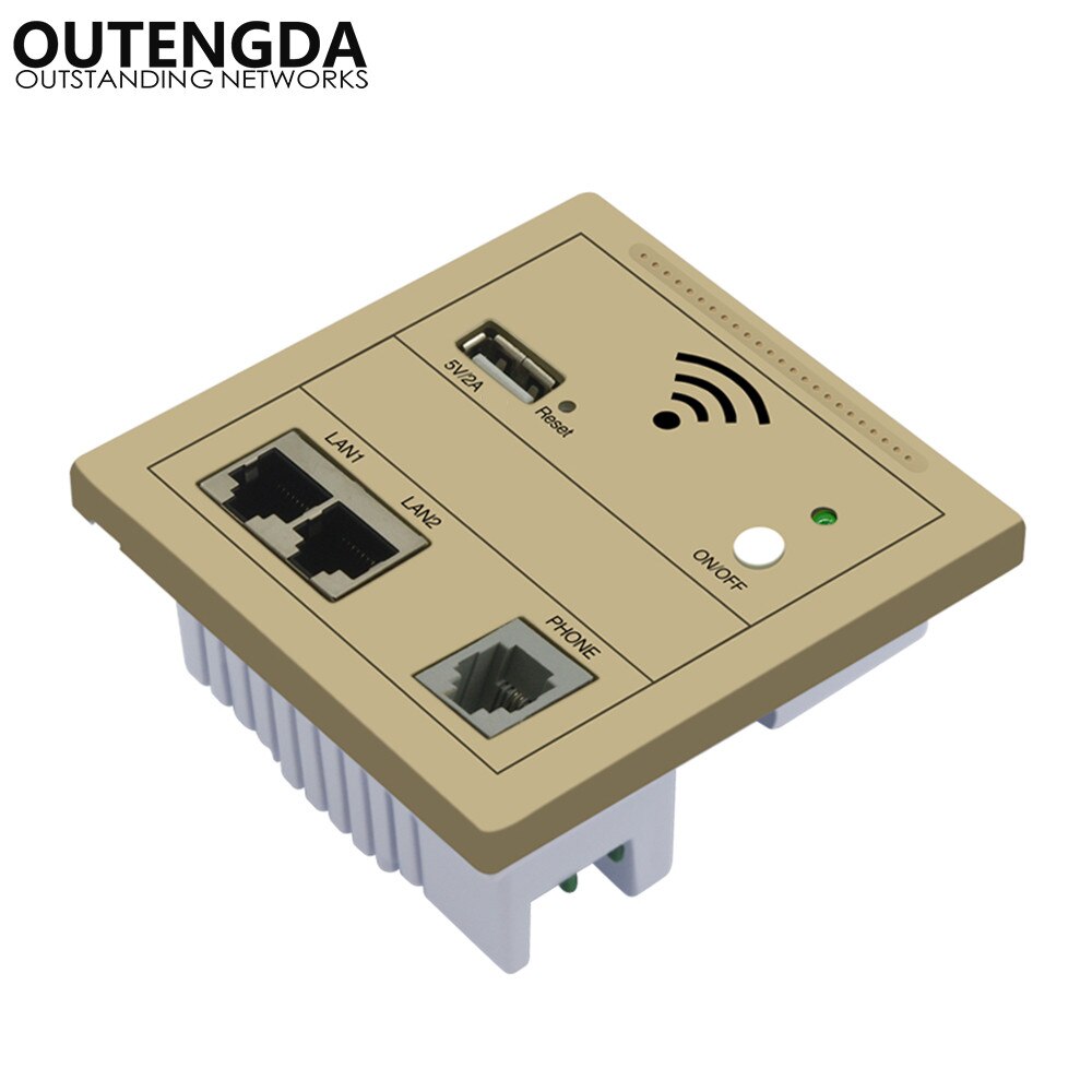 300Mbps Wireless in Wall AP WiFi Router RJ45 802.3af Power Over Ethernet Access Point with USB Charging Phone RJ11 On-off Switch