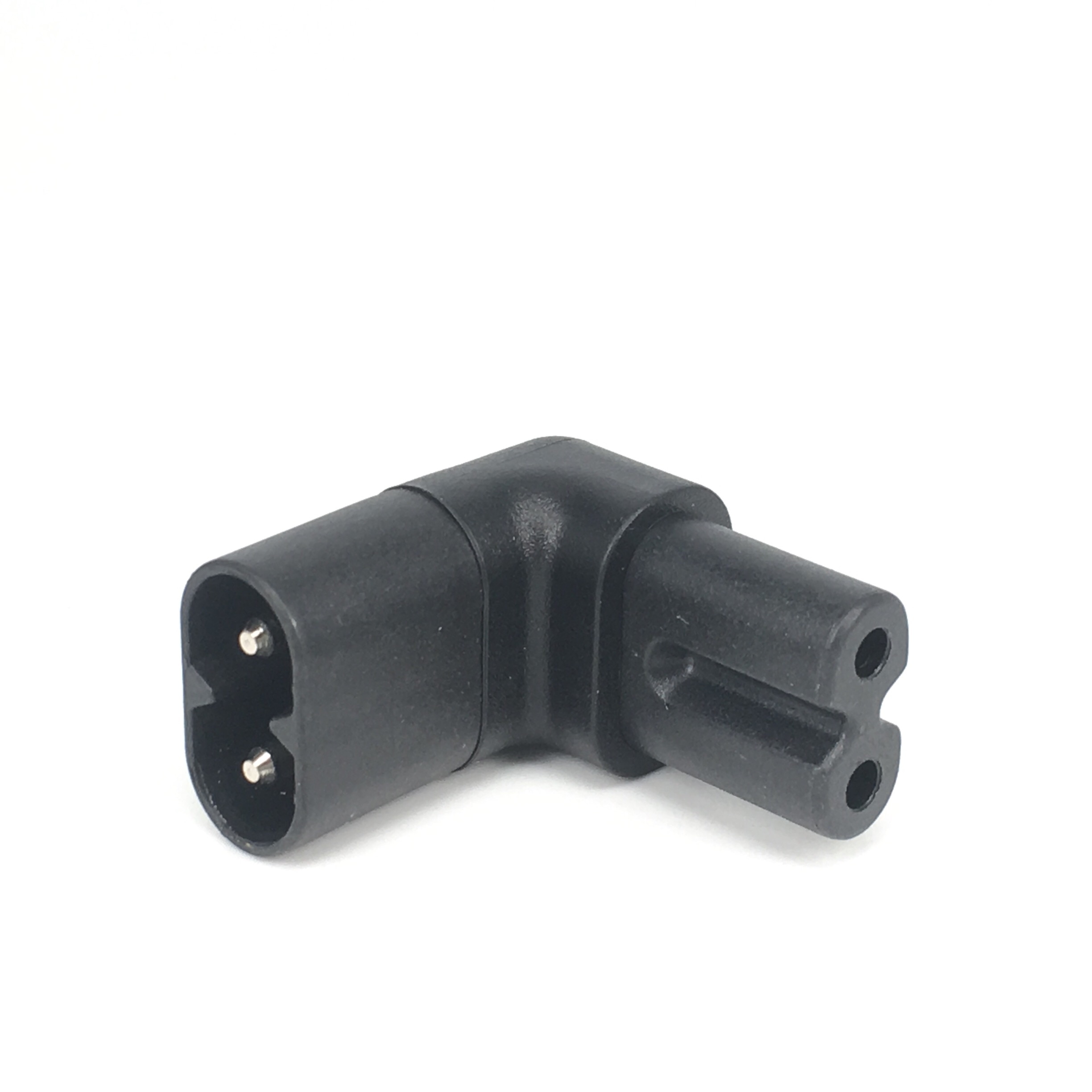 1pc iec 320 2- pin  c7 hunn til  c8 hann rettvinklet ac strømadapter omformer