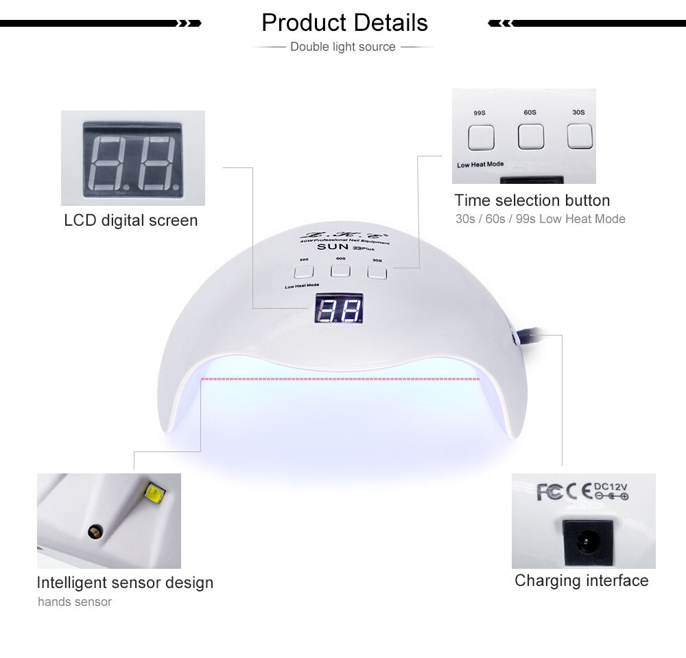 LKE 48W Nail Dryer Polish Machine UV Lamp LED Lamp Nail Of Lamp for Curing Gel Polish Nail Art Lamp With Automatic Hand Sensor