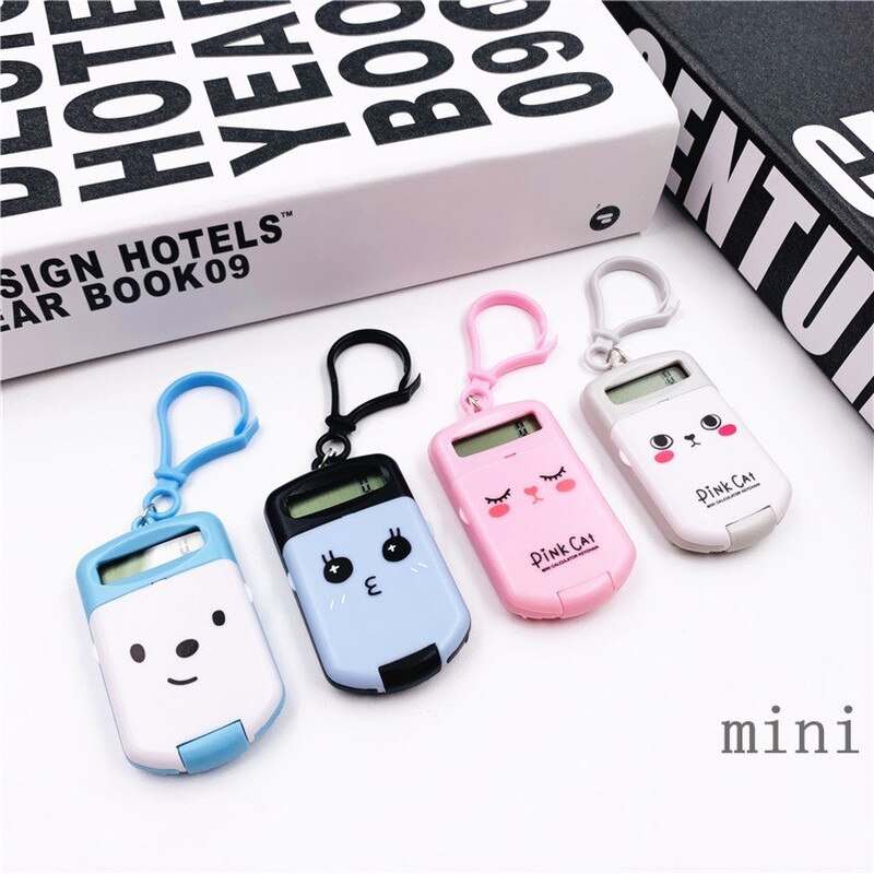 Kawaii Mini Calculator Portable Digit Calculator Pocket Size 8 Display Cartoon Cute Keychain Calculator Office Supplies