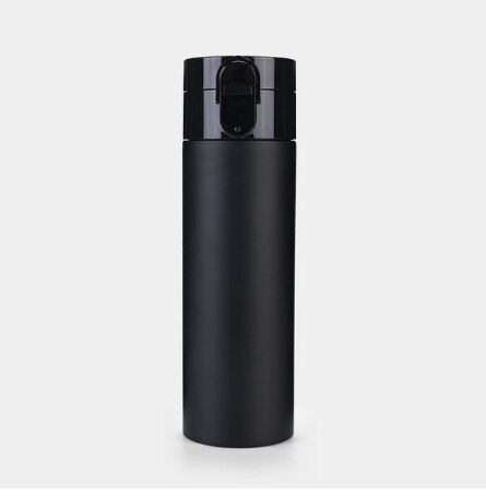 Smart vattenflaska temperaturdisplay vakuumflaska usb laddning termos drickspåminnelse isolerad flaska 24h kopp 320ml: Svart