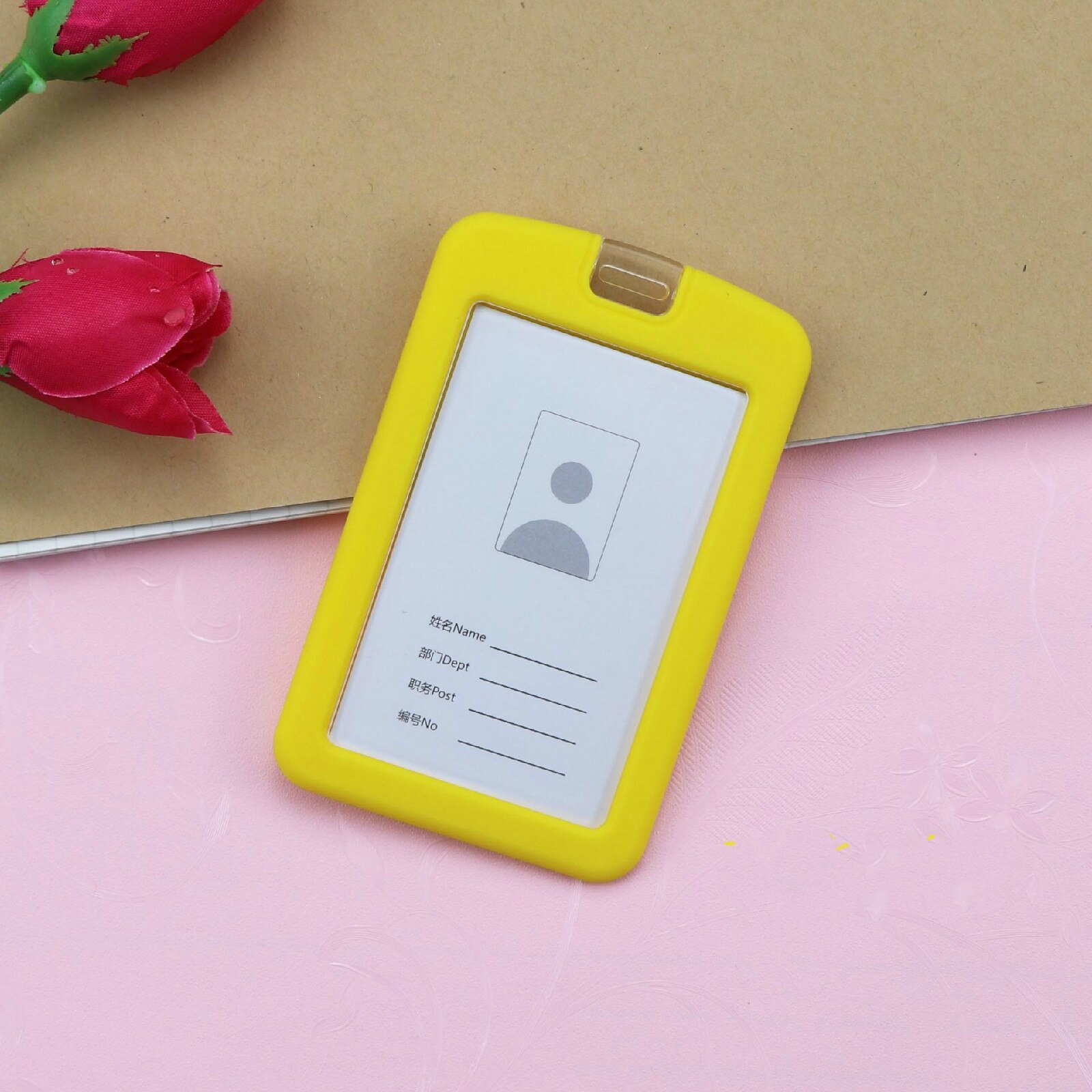 3/5pcs Credential Door Holders Credentials Holder Students Bus Card Case Lanyard Identity Badge Cards Cover Silicone Card Holder: Yellow / 3Pcs