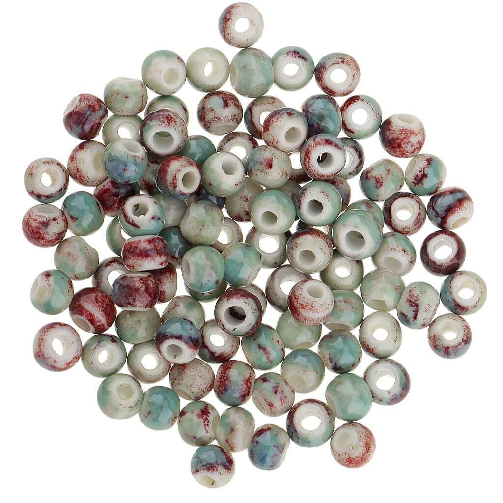 100 stk keramiske porcelænsperler - mellemperler - - smykkedel -: Farve 5