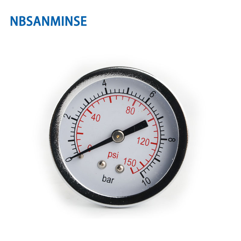 NBSANMINSE SMCB General Purpose Pressure Gauge 1/4&quot; G / NPT 2 inch 50mm Metal Pressure Gauge 10Bar 150 Psi Pneumatic Air Gauge