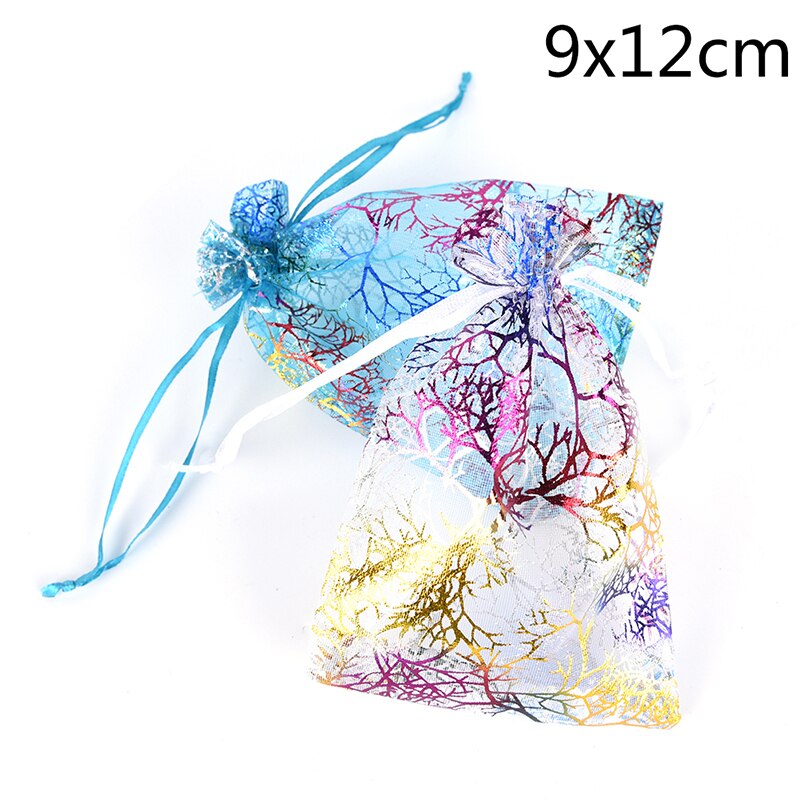 10Pcs Sieraden Pouch Bags Bruiloft Gunsten Organza Zakjes Decoratie Willekeurige: 9cm by 12cm