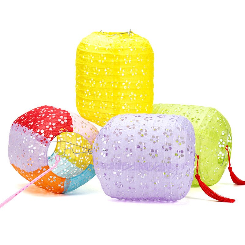 Chino hueco farol de papel decoración niños Diy de mediados de otoño linterna para eventos portátil brillante linterna vacaciones decoración lámpara