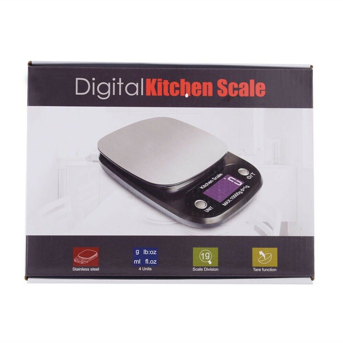 Digital Kitchen Scale Multifunction Kitchen Food Weighing Scales Back-Lit LCD Display Tare Function