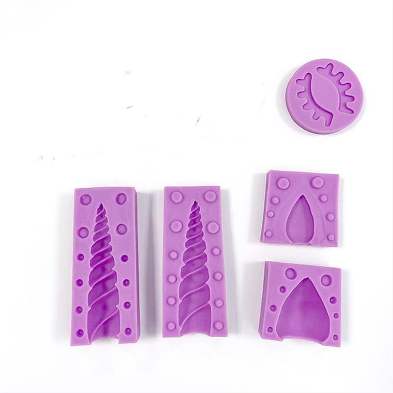 Decoración de pastel de unicornio, molde con tapa de azúcar, molde combinado de pestañas con oreja de unicornio, molde DIY