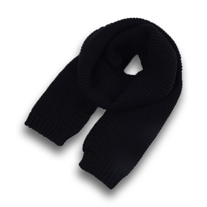 Bufanda de algodón de 120cm para bebé, pañuelo de punto para niño y niña, bufanda cálida para invierno, suave: Negro