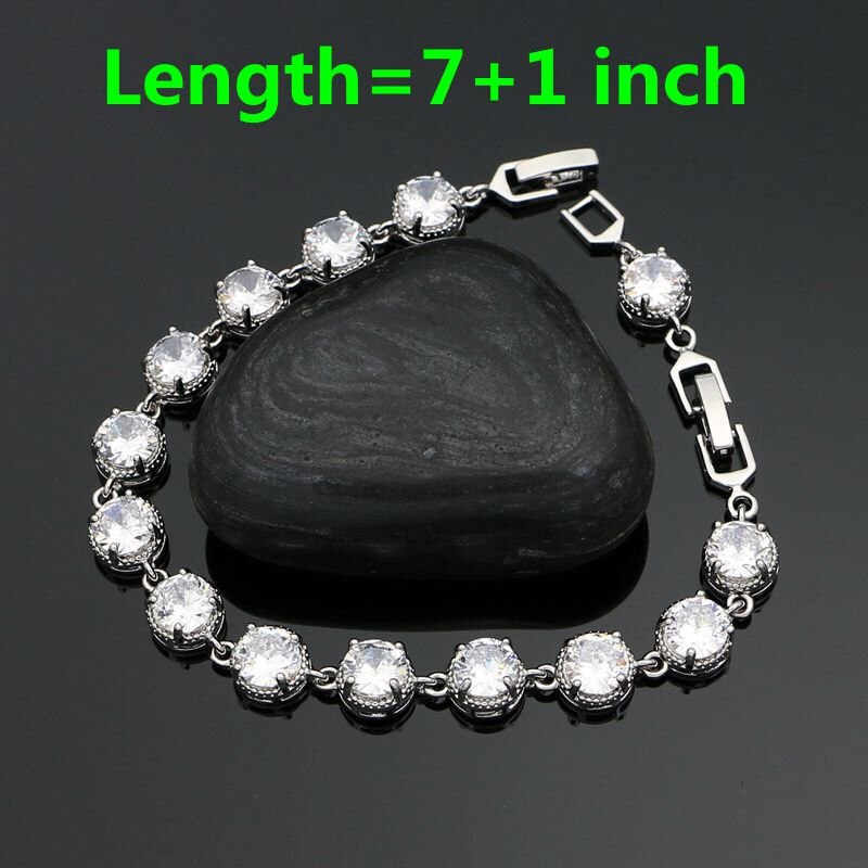 Weiß Topas Schmuck einstellen Silber 925 Offenen Ring Ohrringe Armbinde Kette Anhänger Klassische Hochzeit Zubehör für Frauen