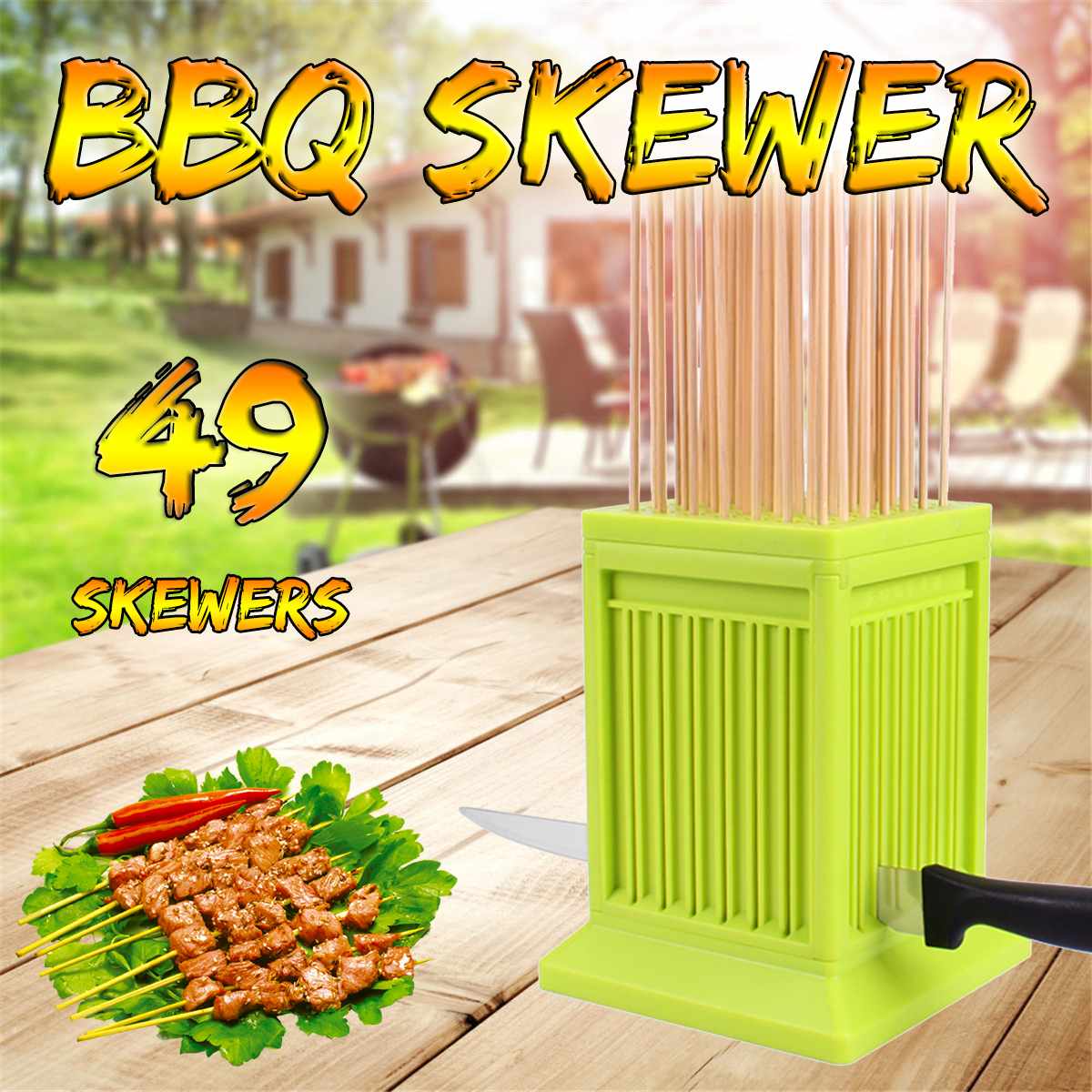 Bbq verktyg 49 hål kött spett kebab maker box maskin grill grill nötkött kött maker hem kök tillbehör utomhus camping