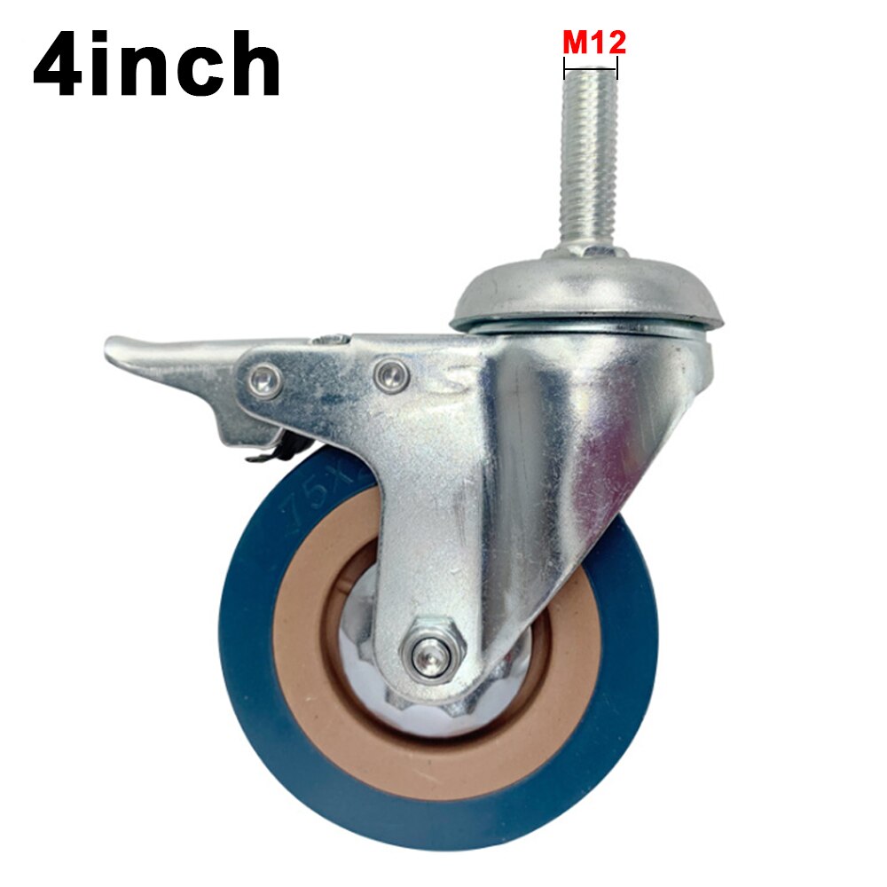 4 pack, WeFoonLo vergrendelbaar 3 schroefdraadpenbevestigingszwenkwiel