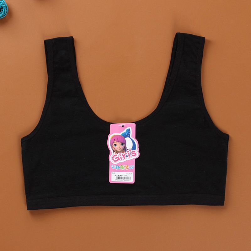Teenage Puberty Girls Sport Training Bra Sweet Solid Candy Color Double Layer Breathable Kids Cotton Underwear Wireless Bralette