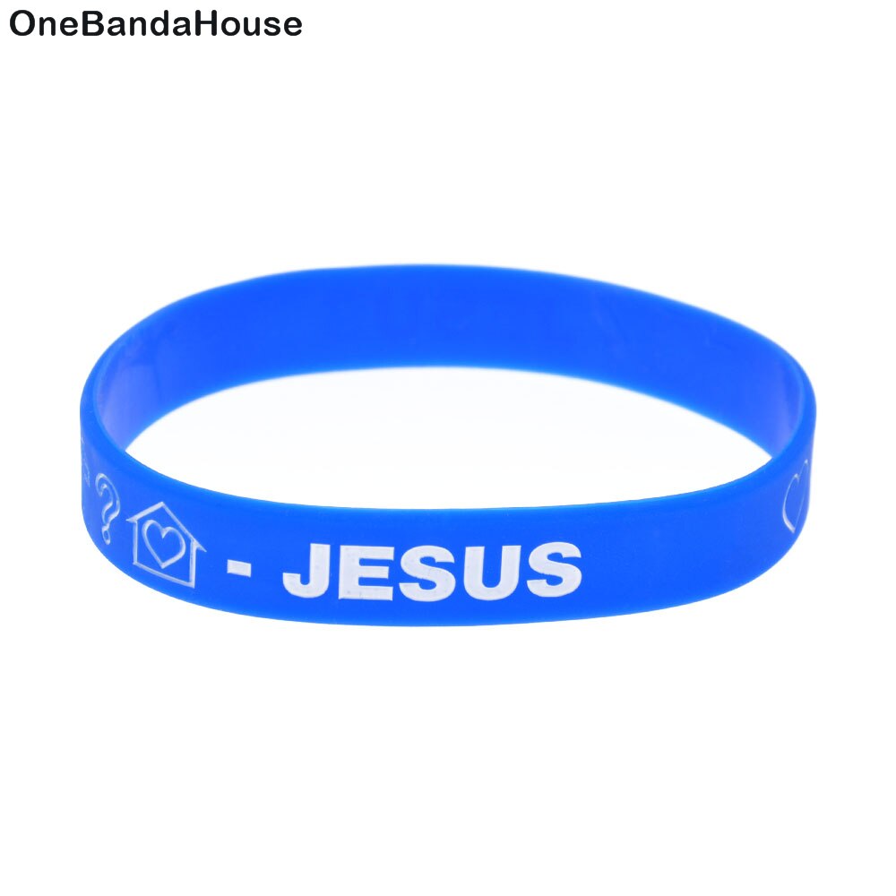 1 ud. Pulsera de goma de silicona de Color azul y negro Jesús amor para fe religiosa