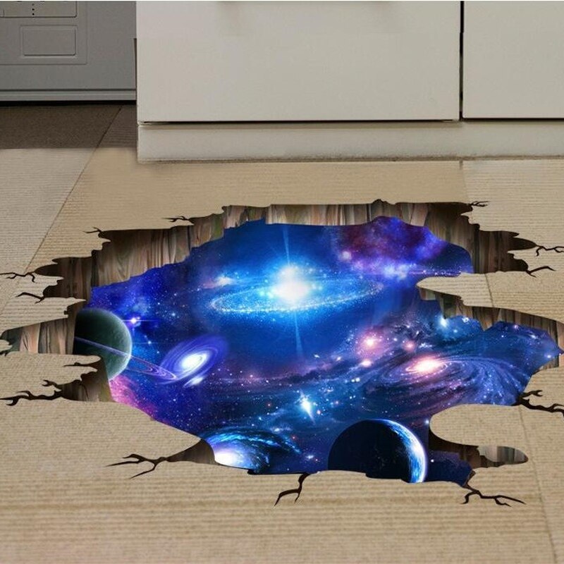 Pegatina 3D de galaxia pegatina de cielo estrellado para pared suelo pasillo dormitorio fondo calcomanías de pintura decorativa papel tapiz pegatina de PVC