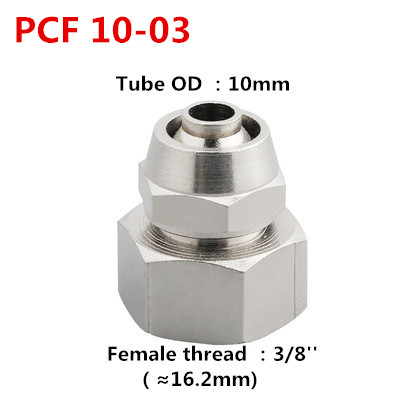 1PCS Internal Thread Straight Through Copper Material Pneumatic Screw PCF Quick Connectors Fitting Gas Hose One Touch Push Into: 10-03