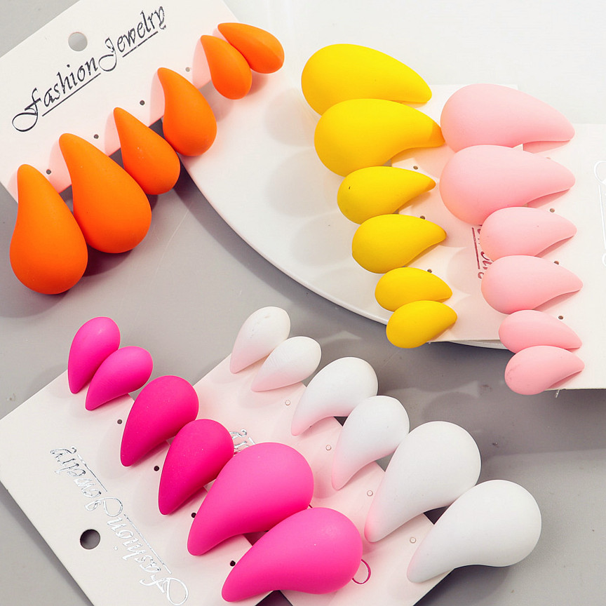 Korea 3 Paar Acryl Chunky Waterdrop Oorbellen Dupe Voor Vrouwen Kleurrijke Extra Grote Druppel Oorbel Hoepels Sieraden Lichtgewicht