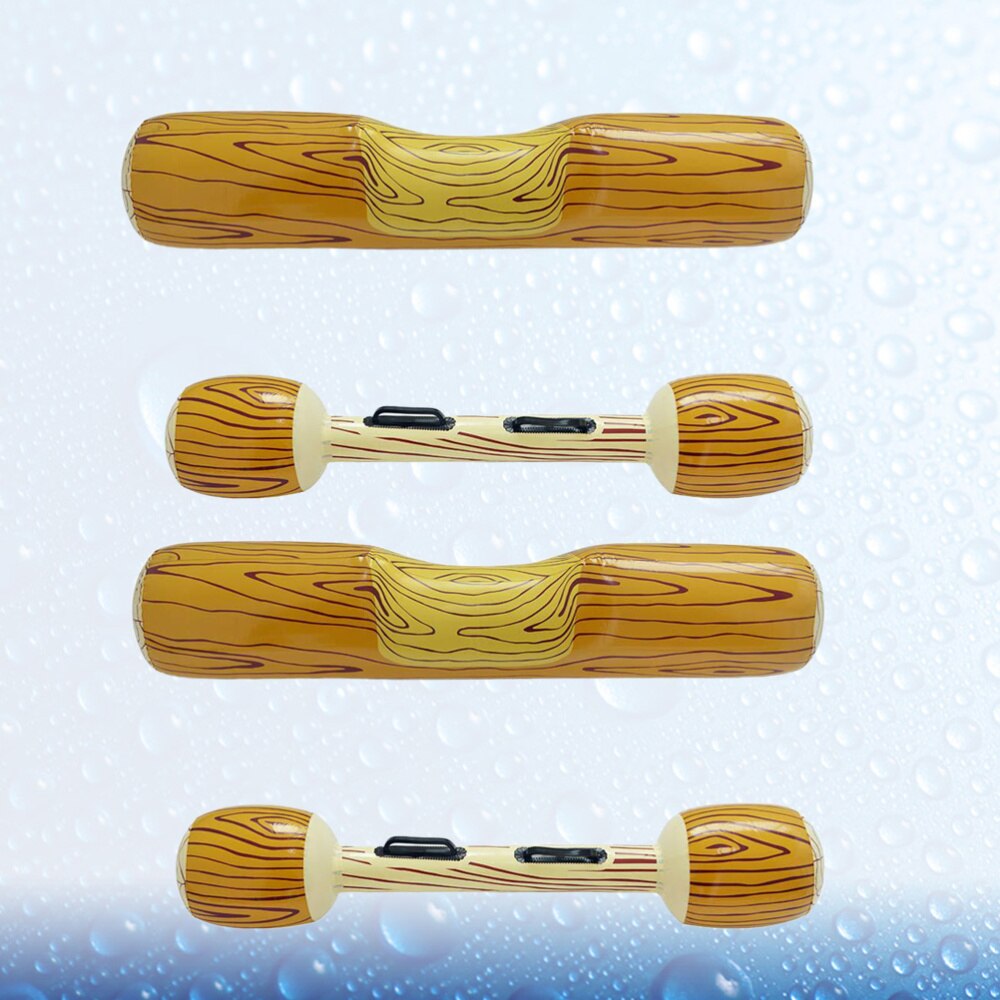 1 Set of 4Pcs Inflatable Swimming Pool Floating Toys Wood Grain Row Seat Party Water Log Rafts to Float Toys Wood Grain Color (2