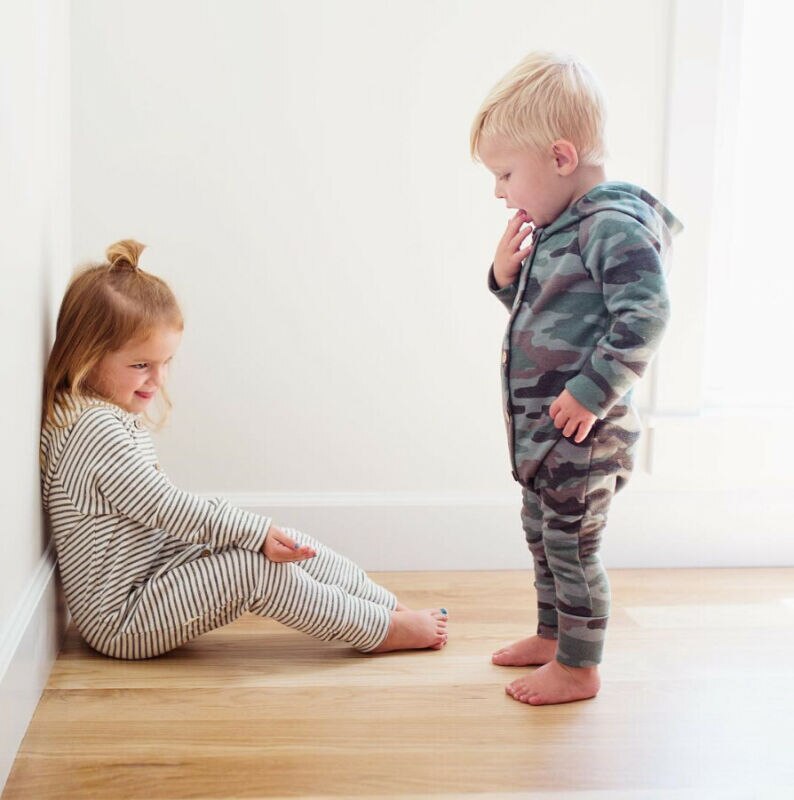 Emmababy-Mono de manga larga con capucha para niño, mono de botón, ropa básico de , mameluco clásico, traje