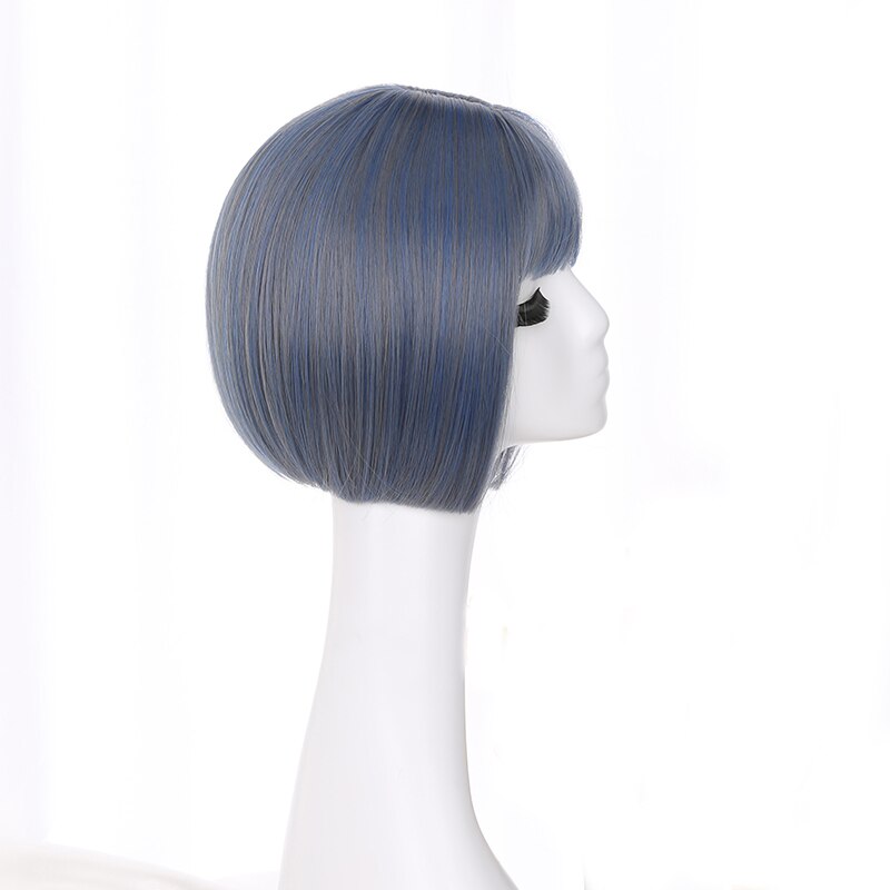 Peluca recta con corte Bob estilo coreano Yiyaobess, con flequillo, pelo sintético Natural, pelucas para mujer cortas de color marrón, negro, lino, gris, azul y Rubio
