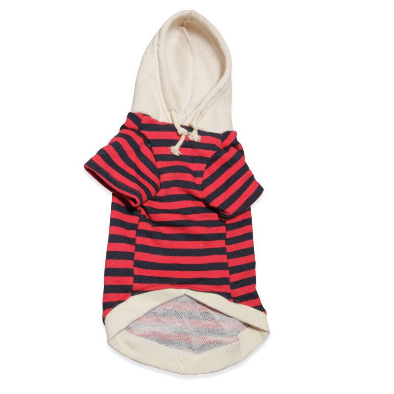 Winter Hond Casual Gestreepte Trui Pet Hooded Sweatshirt Franse Bulldog Kleding Voor Hond Kostuum Ouder-kind Pet Kleding Voor honden: Rood / Xxl
