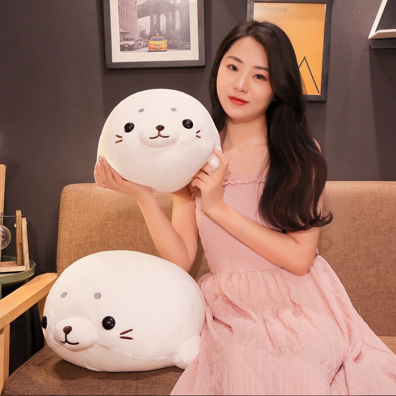 Leuke Zachte Spons Seal Knuffel Creatieve Simulatie Veer Katoen Marine Dier Kussen