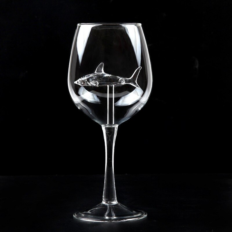 Indbygget hajvinsglas bæger whiskyglas middag dekorere håndlavet krystal til festfløjter glas: Haj 21cm