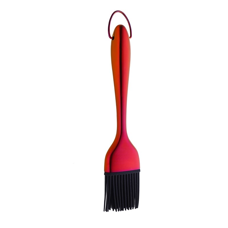 Cepillo de aceite con mango de acero inoxidable, cepillo de silicona dorado, herramientas para parrilla de barbacoa y pastelería, utensilios para hornear de cocina, 1 ud.: 1pc rainbow no.3