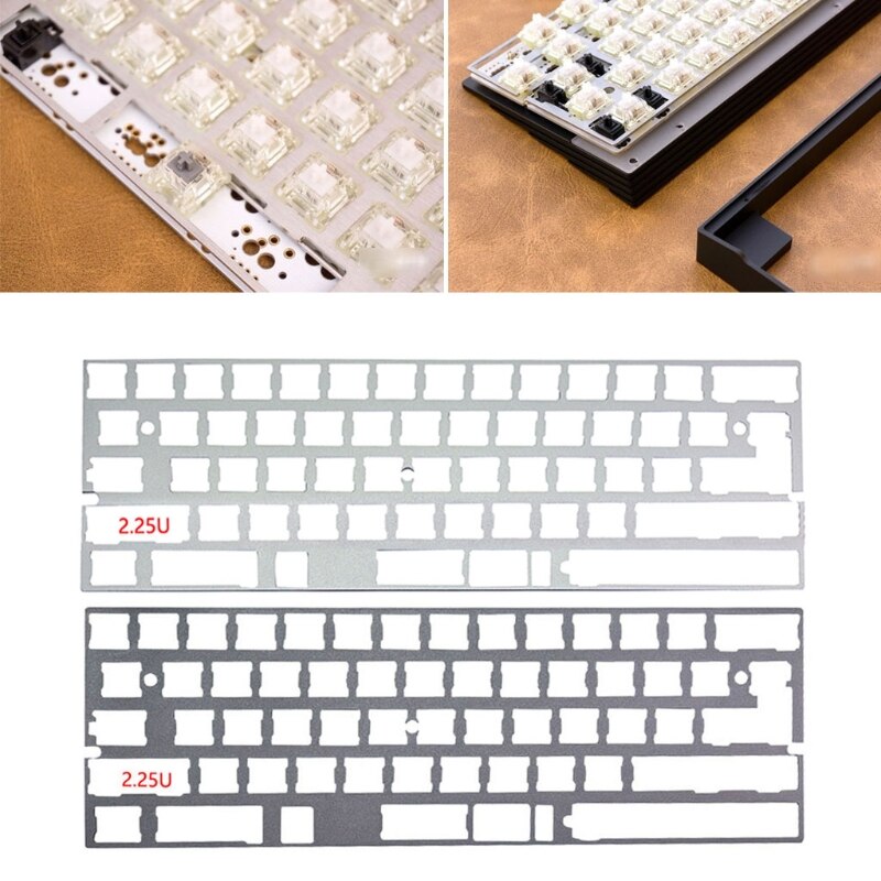 2.25U Left Shift Aluminum Alloy Plate 60% DZ60 Plate for DIY Mechanical Keyboard Stainless Steel Plate GH60