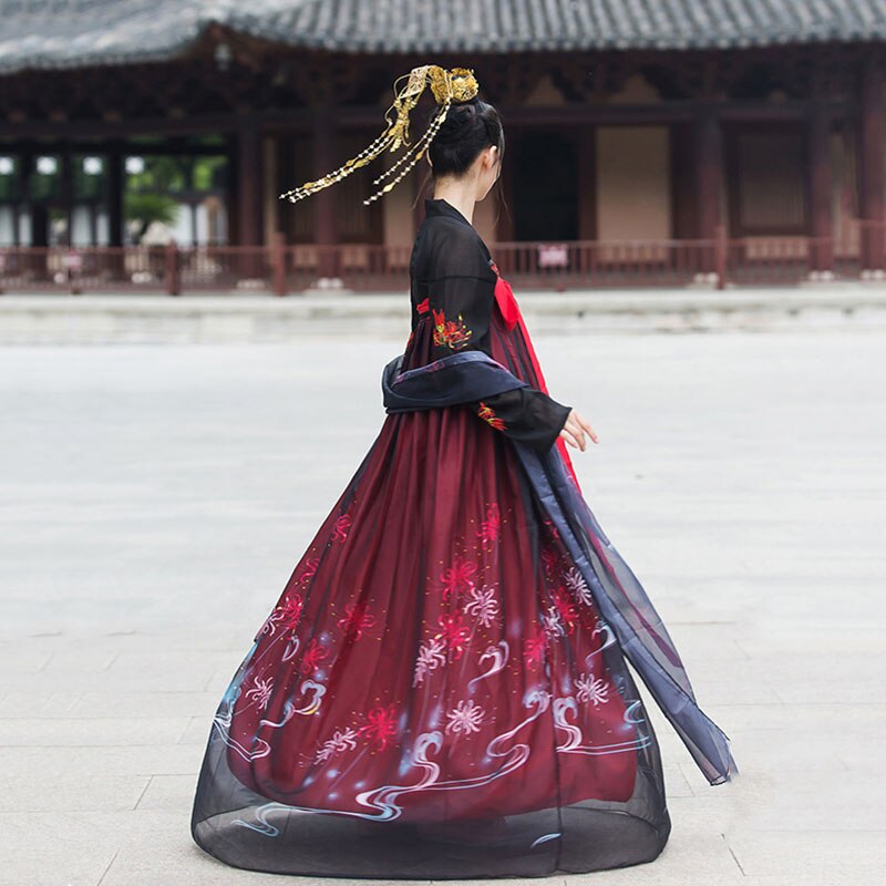 Hanfu Black Stage disfraces cantantes traje de baile tradicional chino traje de Festival Oriental ropa de actuación Folk DC1808
