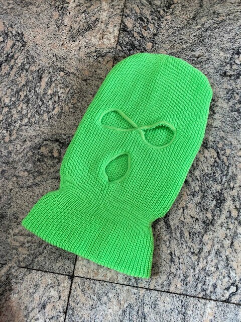 Ski Mask Knitted Face Cover Winter Balaclava Full Face Mask for Winter Outdoor Sports CS Winter Three 3 Hole Balaclava Knit Ha: Fluorescent green